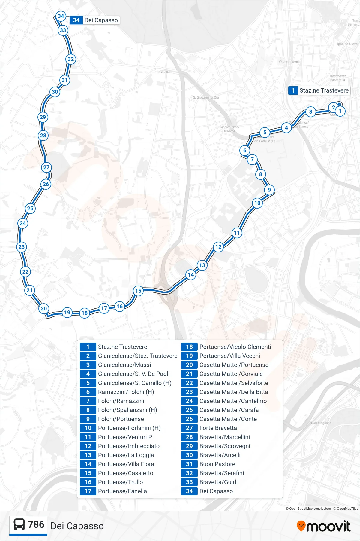 Linea 786 bus (Dei Capasso) - Percorsi e fermate sulla mappa