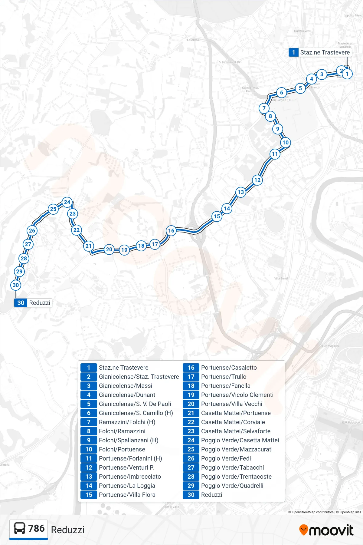 Linea 786 bus (Reduzzi) - Percorsi e fermate sulla mappa