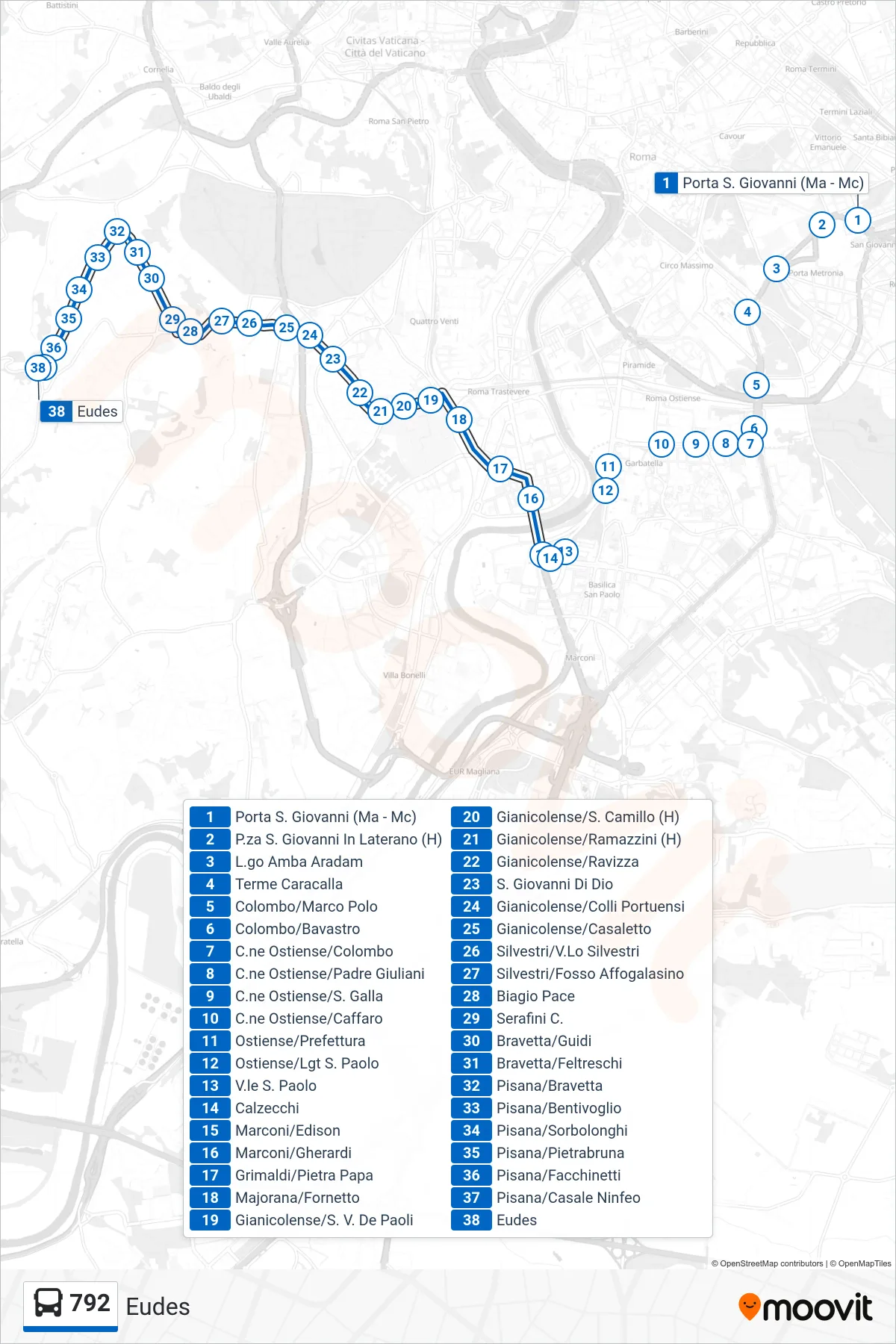 Linea 792 bus (Eudes) - Percorsi e fermate sulla mappa