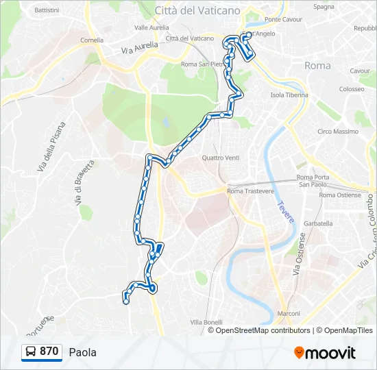 870 Bus Line Map