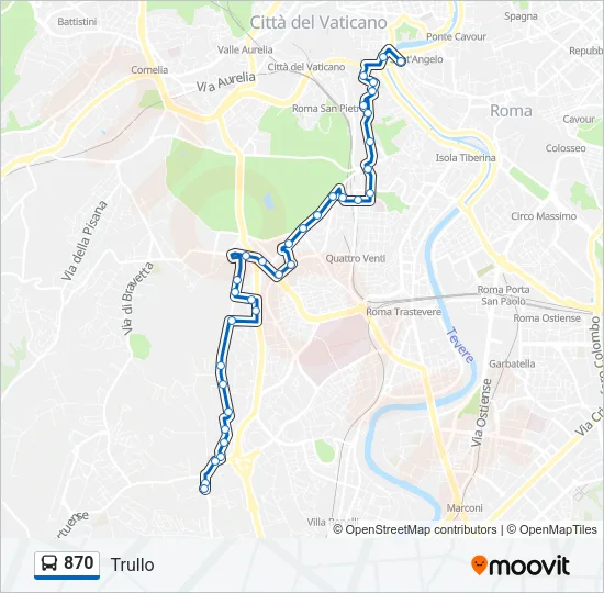 870 Bus Line Map