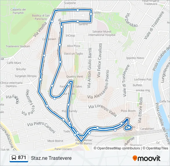 871 Bus Line Map