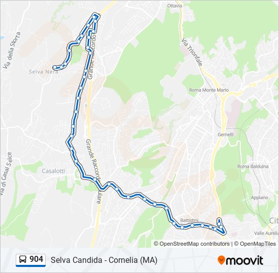 Percorso linea bus 904