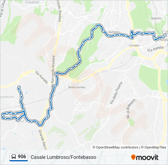 906 Bus Line Map