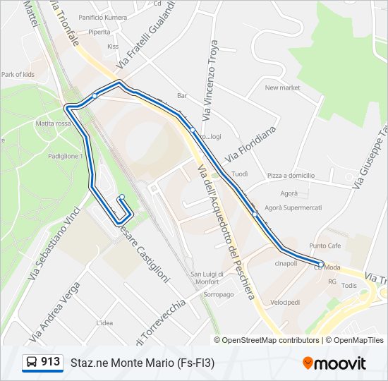 913 bus Line Map