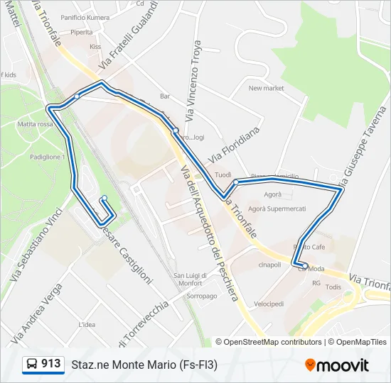 913 Bus Line Map