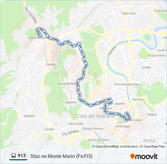 Linea 913 Orari Fermate E Mappe Staz ne Monte Mario Fs Fl3