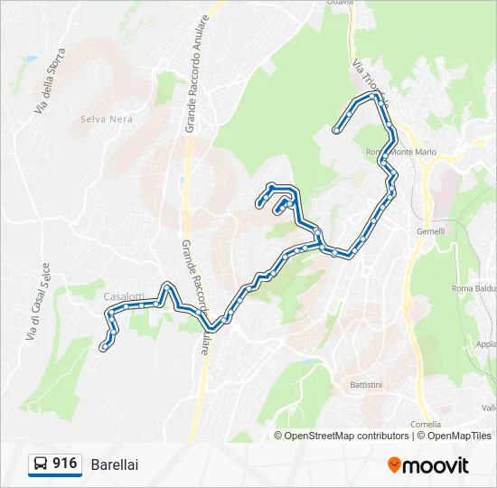 Percorso linea bus 916