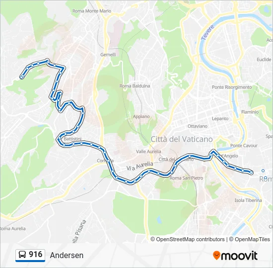 Percorso linea bus 916