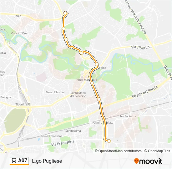 Percorso linea bus A07