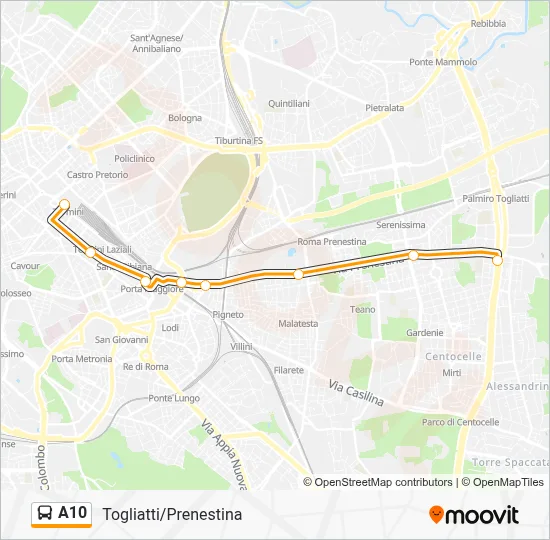 Percorso linea bus A10