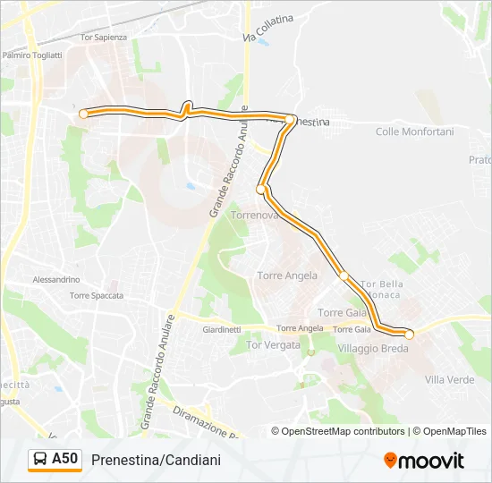 A50 Bus Line Map