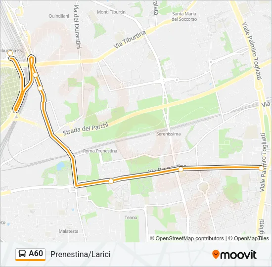 A60 Bus Line Map
