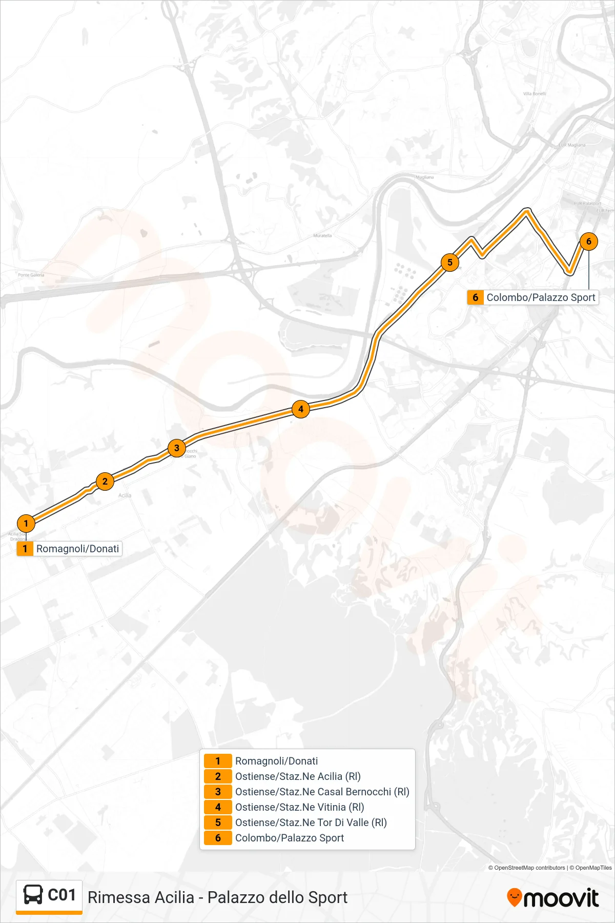 Linea C01 bus (Colombo/Palazzo Sport) - Percorsi e fermate sulla mappa