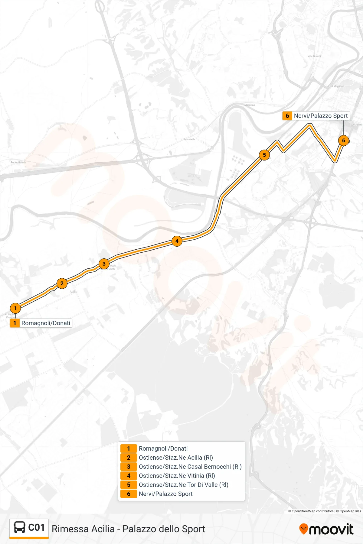 Linea C01 bus (Nervi/Palazzo Sport) - Percorsi e fermate sulla mappa