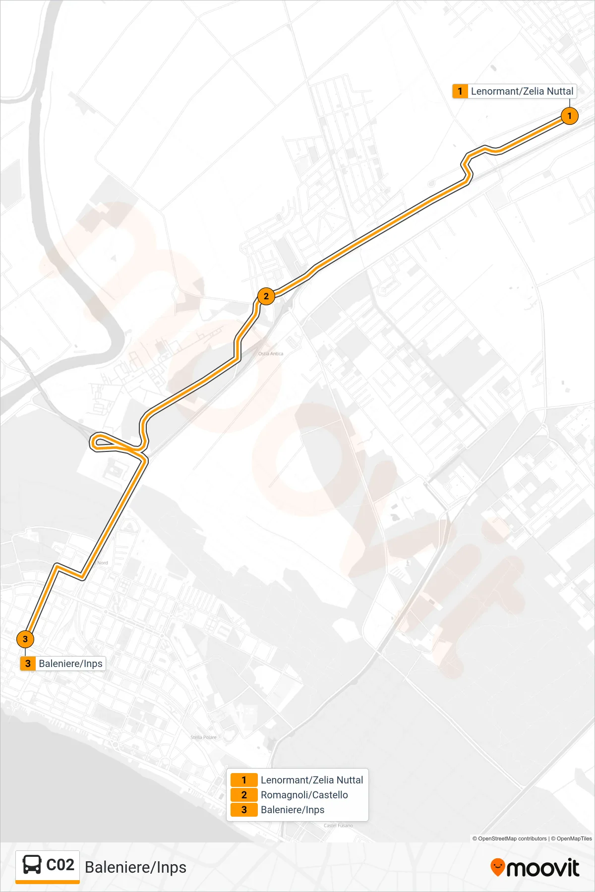 Linea C02 bus (Baleniere/Inps) - Percorsi e fermate sulla mappa