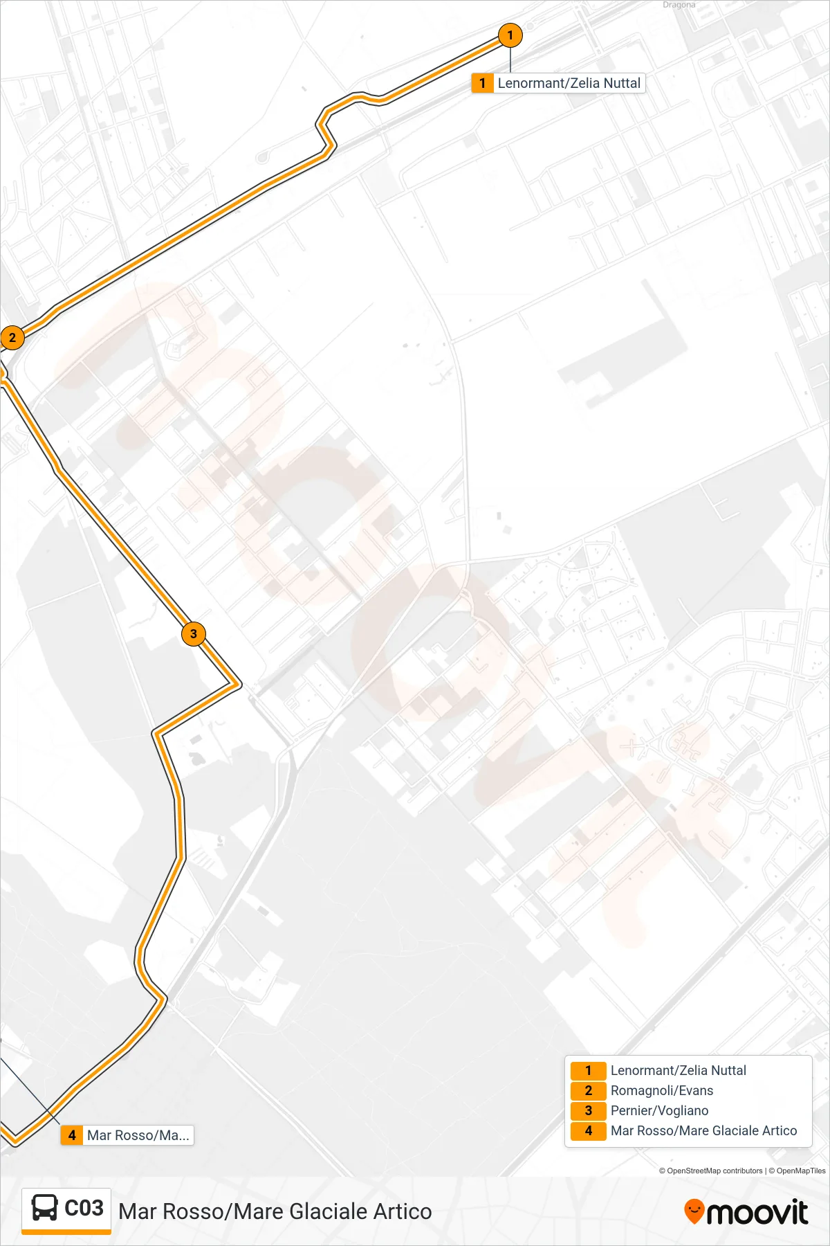 Linea C03 bus (Mar Rosso/Mare Glaciale Artico) - Percorsi e fermate sulla mappa