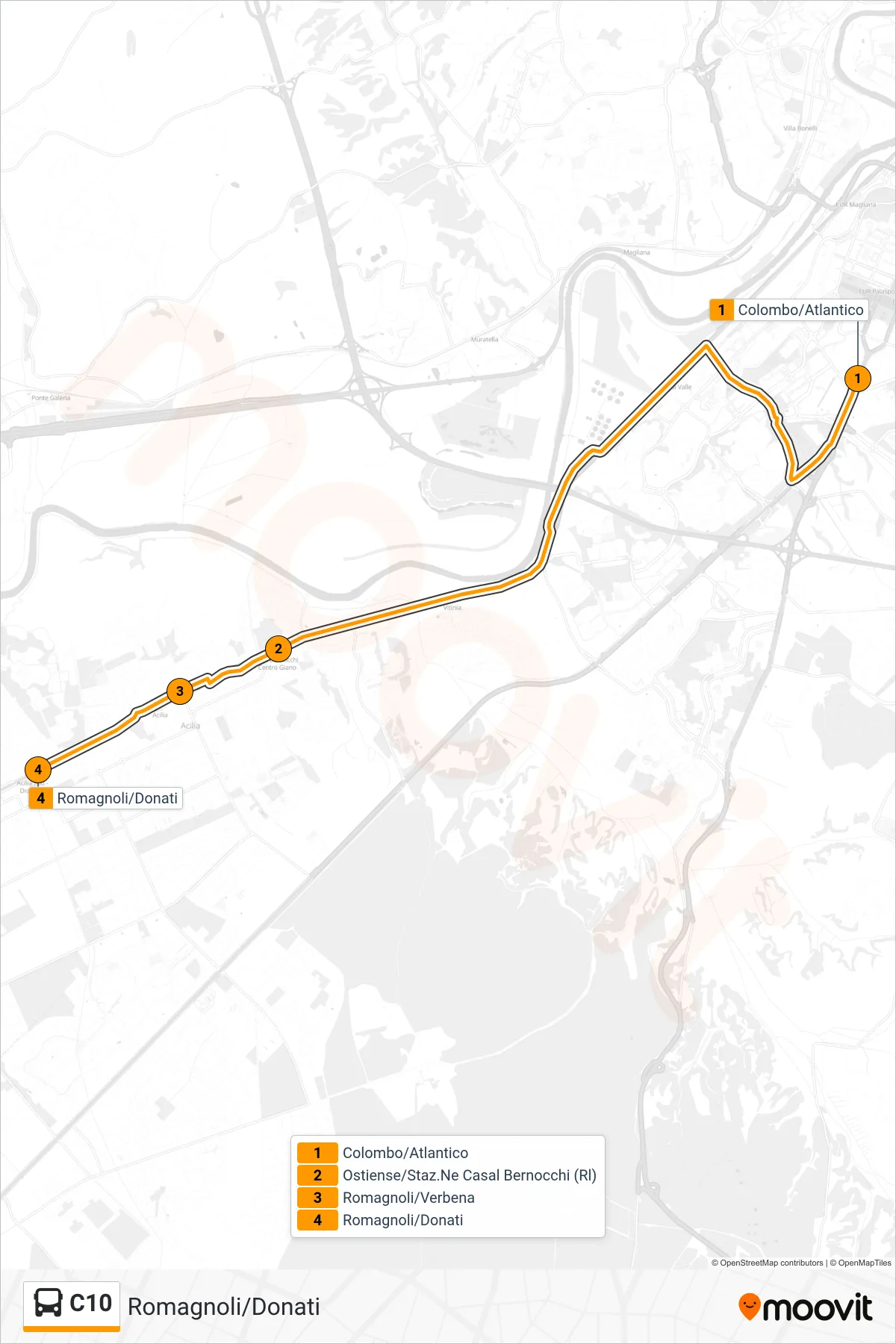 Linea C10 bus (Romagnoli/Donati) - Percorsi e fermate sulla mappa