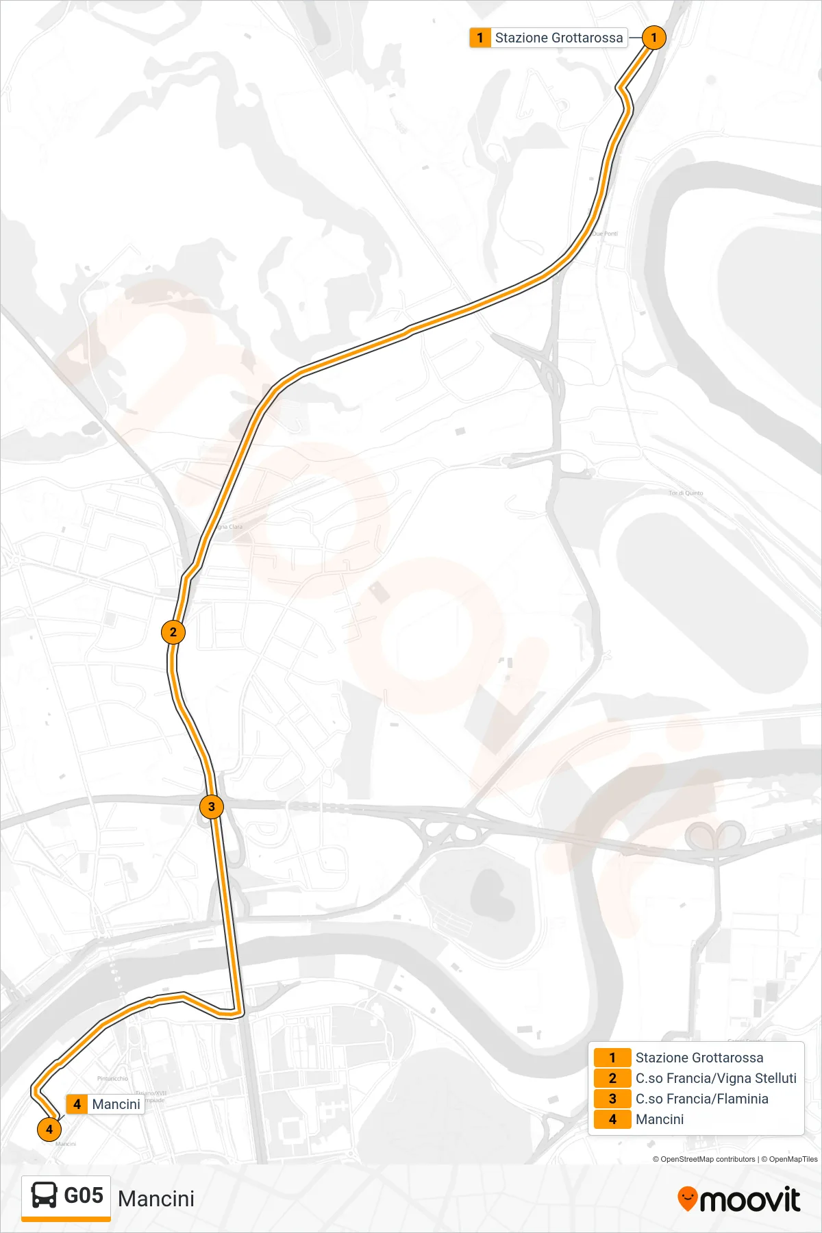 Linea G05 bus (Mancini) - Percorsi e fermate sulla mappa