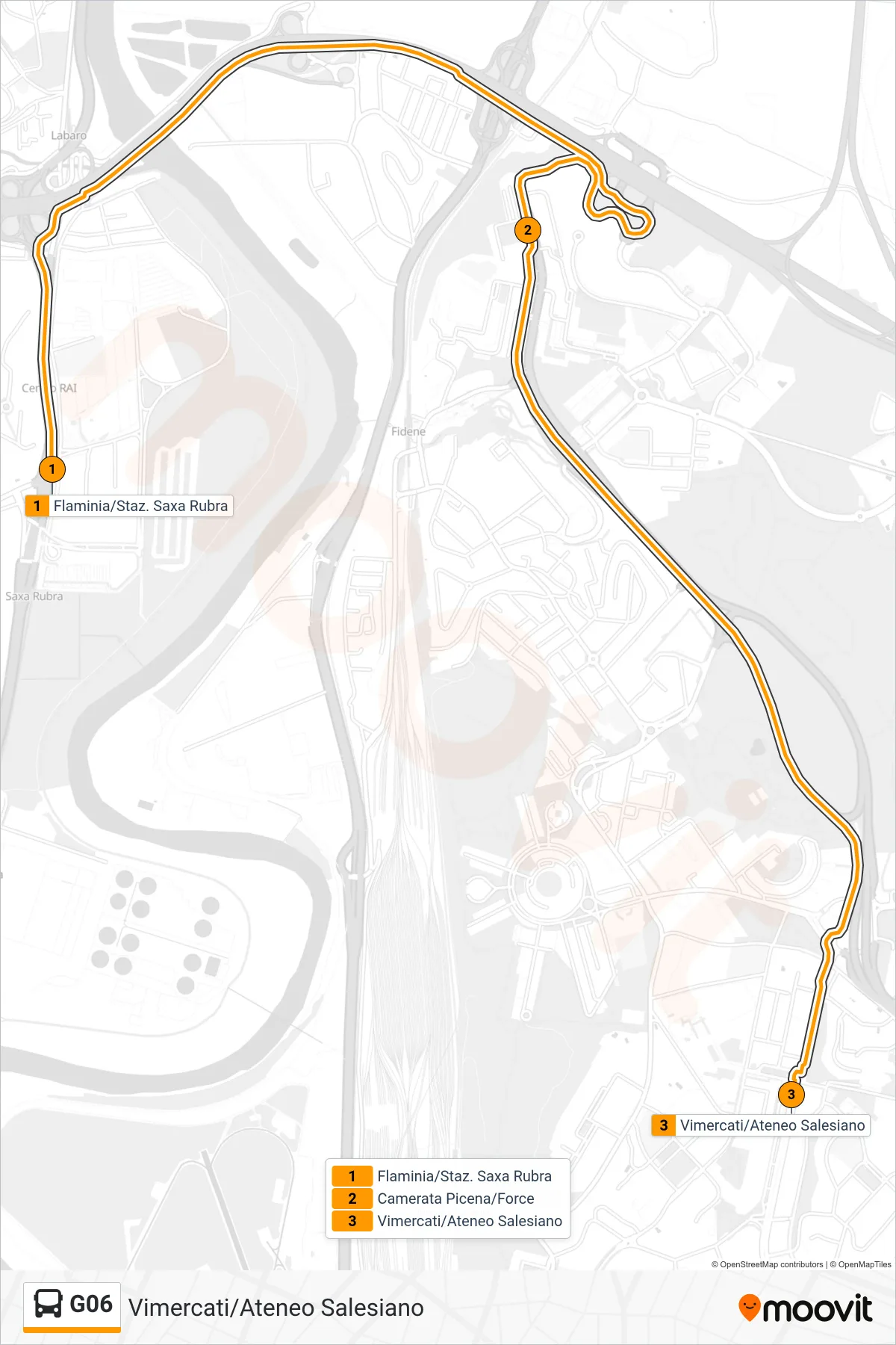 Linea G06 bus (Vimercati/Ateneo Salesiano) - Percorsi e fermate sulla mappa