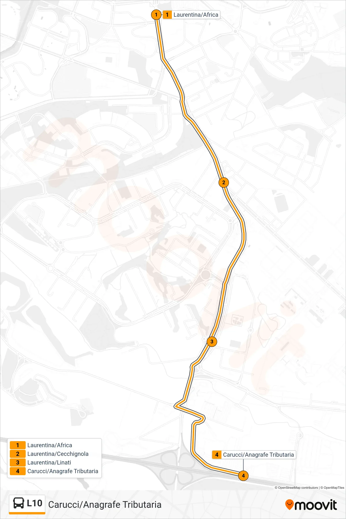 Linea L10 bus (Carucci/Anagrafe Tributaria) - Percorsi e fermate sulla mappa