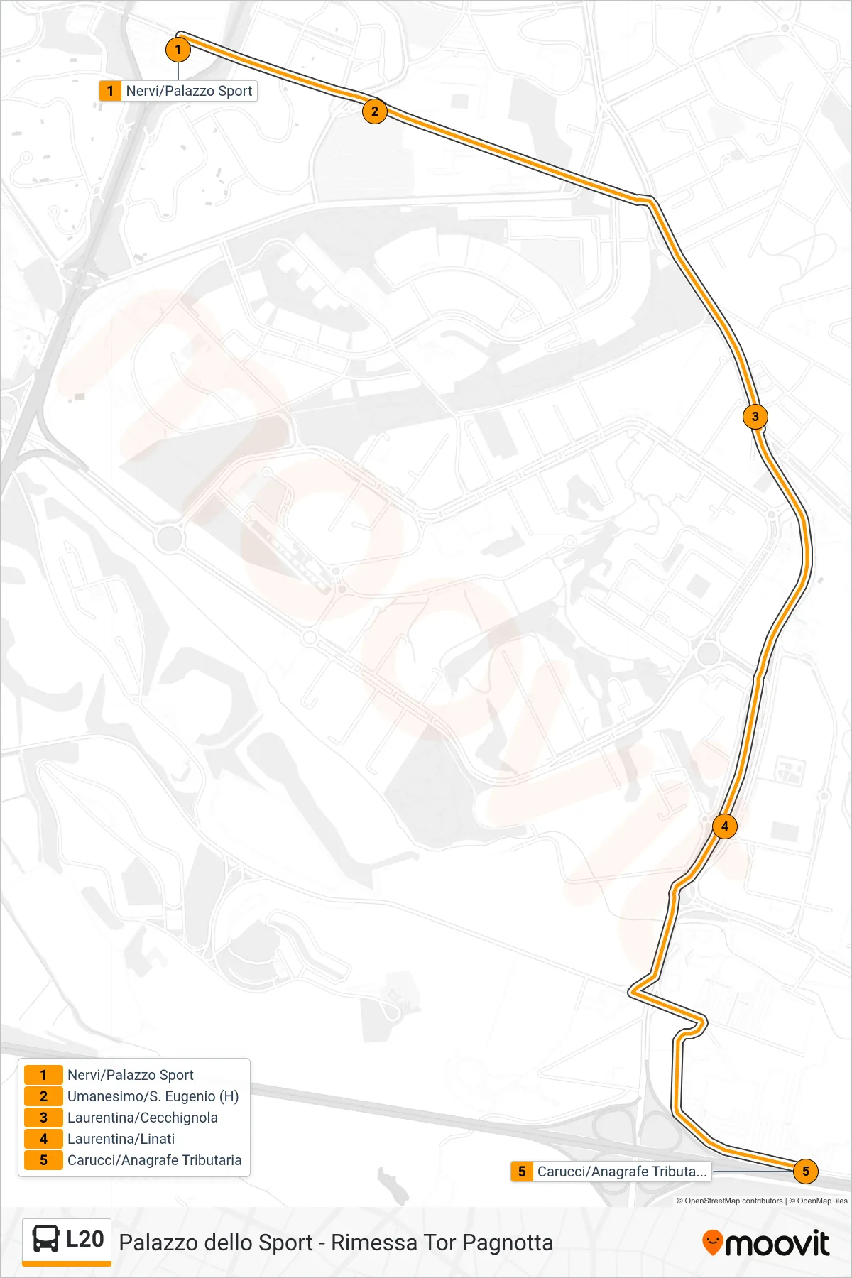Linea L20 bus (Carucci/Anagrafe Tributaria) - Percorsi e fermate sulla mappa