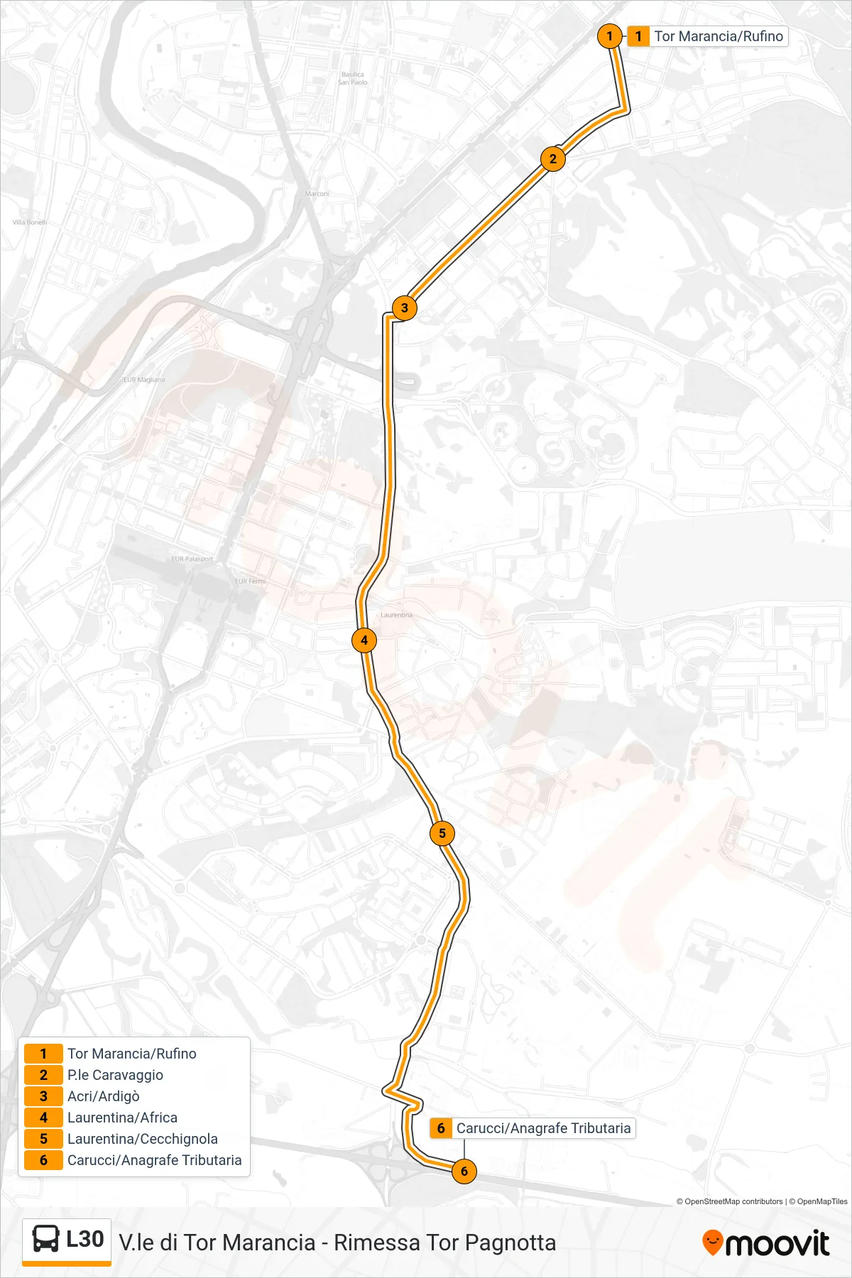 Linea L30 bus (Carucci/Anagrafe Tributaria) - Percorsi e fermate sulla mappa