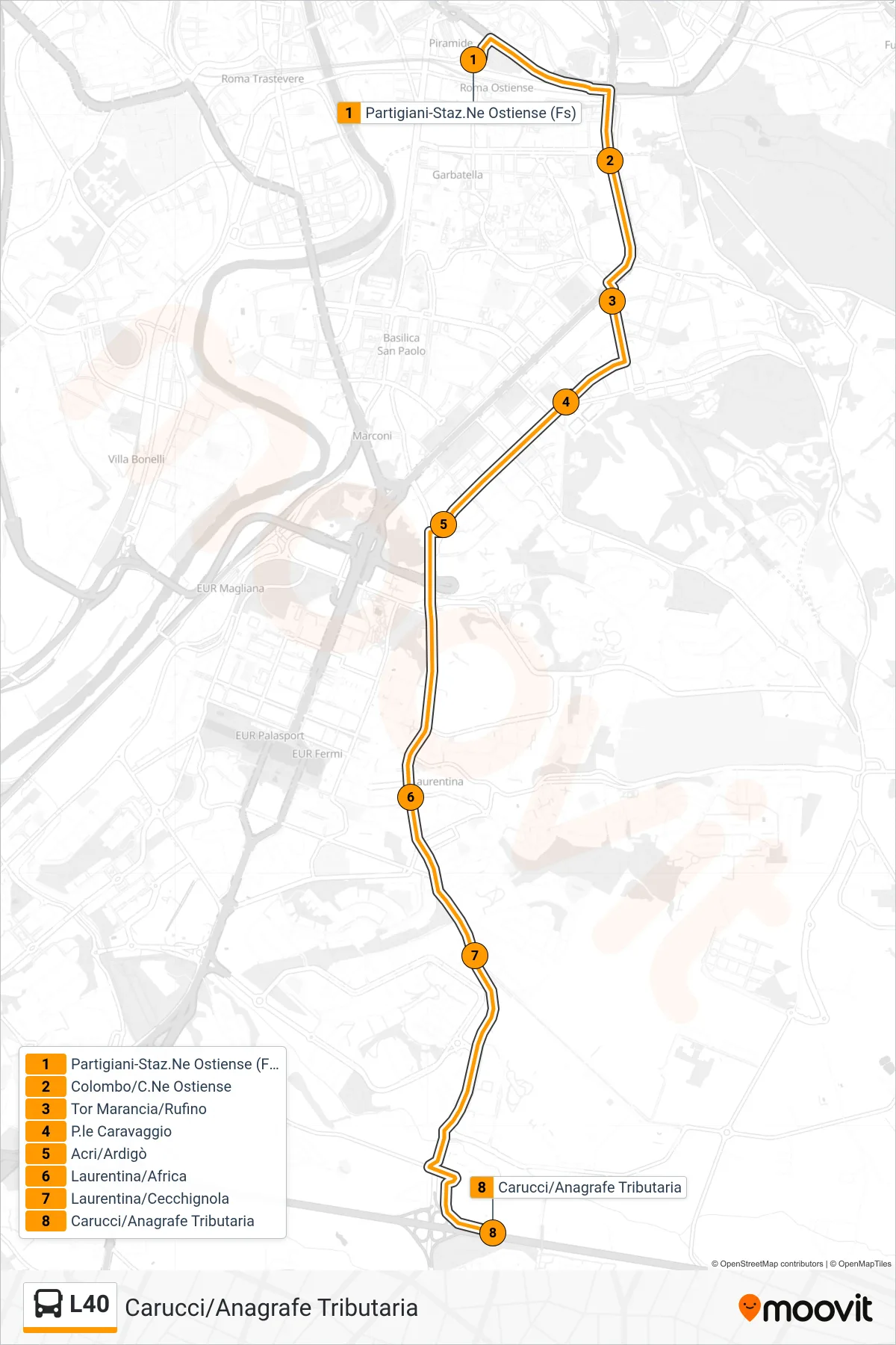 Linea L40 bus (Carucci/Anagrafe Tributaria) - Percorsi e fermate sulla mappa