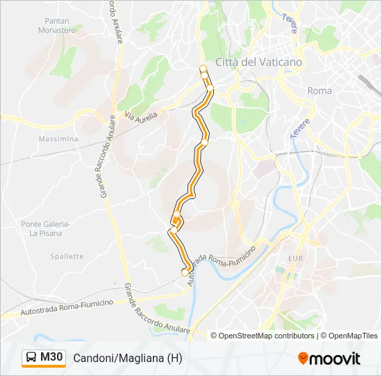 M30 Bus Line Map