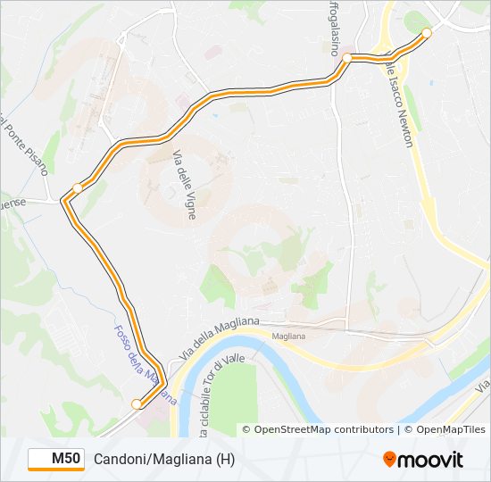 M50 bus Line Map
