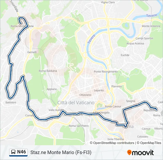 N46 Bus Line Map