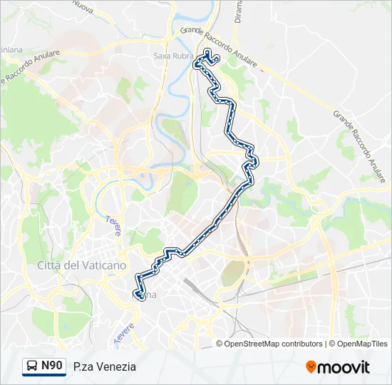 N90 Bus Line Map