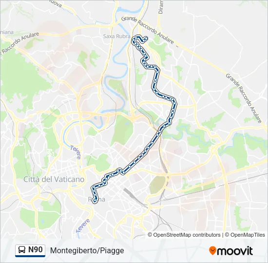 N90 Bus Line Map