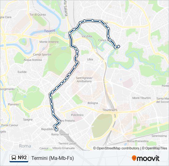 n92 Route: Schedules, Stops & Maps - Termini (Ma-Mb-Fs) (Updated)