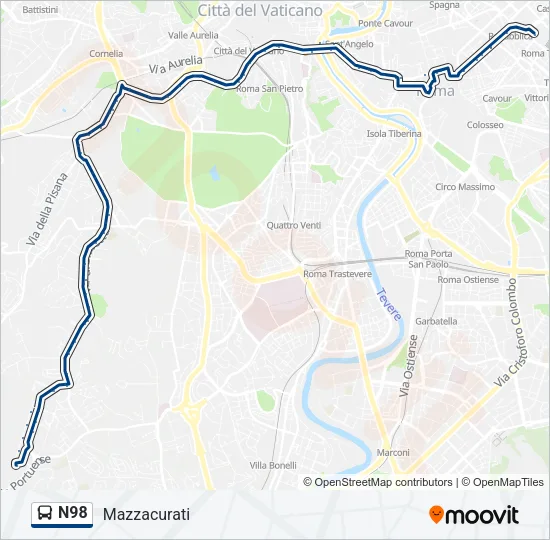 N98 Bus Line Map