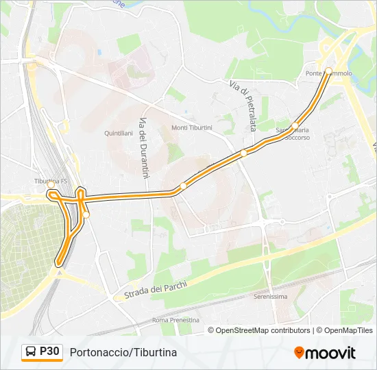 Percorso linea bus P30