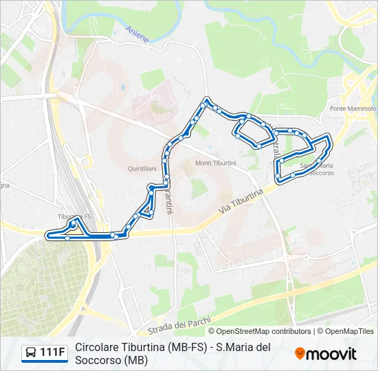 111F Bus Line Map