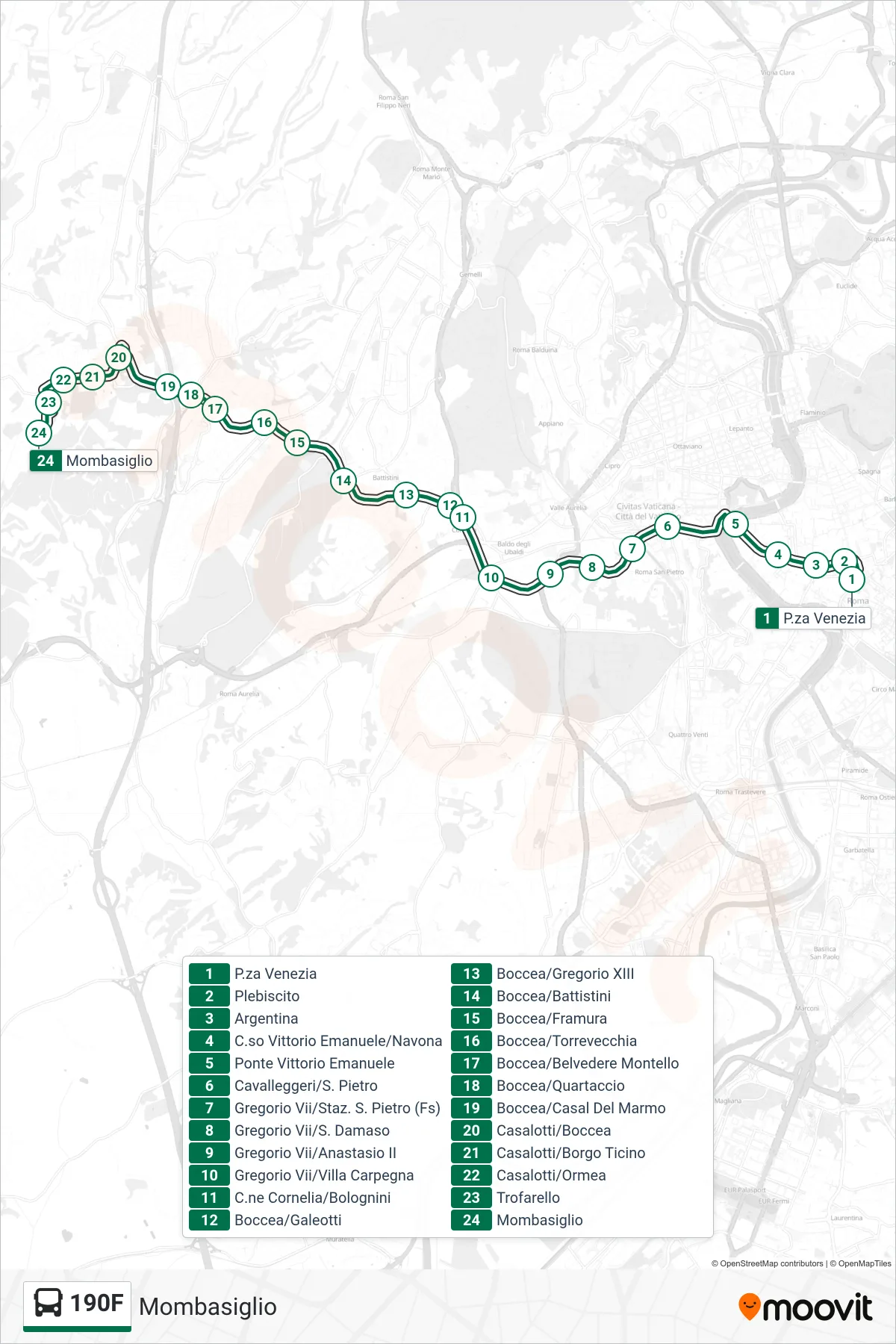 Linea 190F bus (Mombasiglio) - Percorsi e fermate sulla mappa