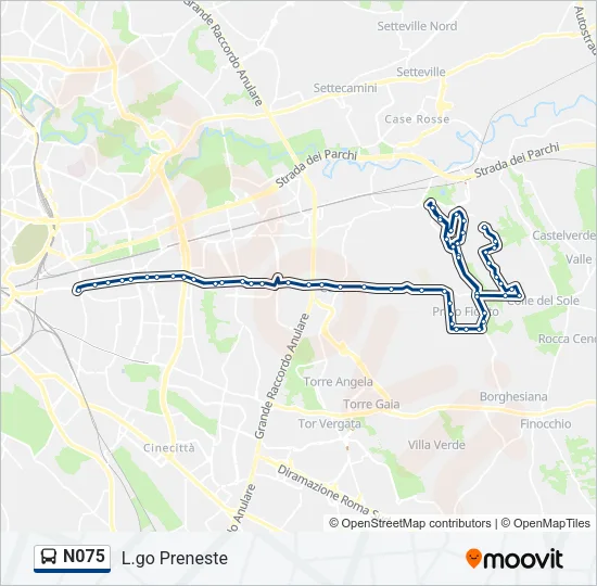N075 Bus Line Map