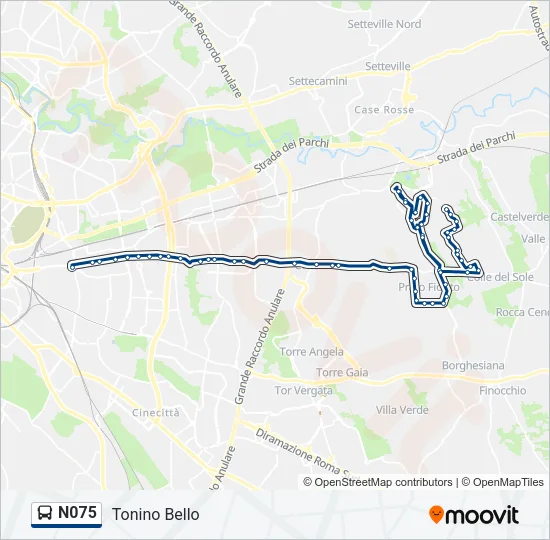 N075 Bus Line Map