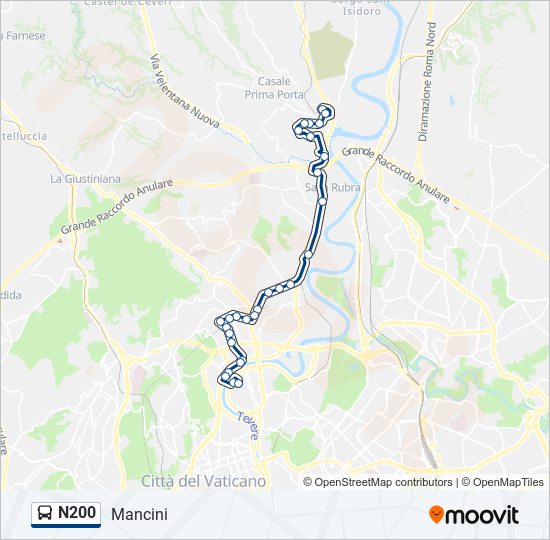 N200 bus Line Map