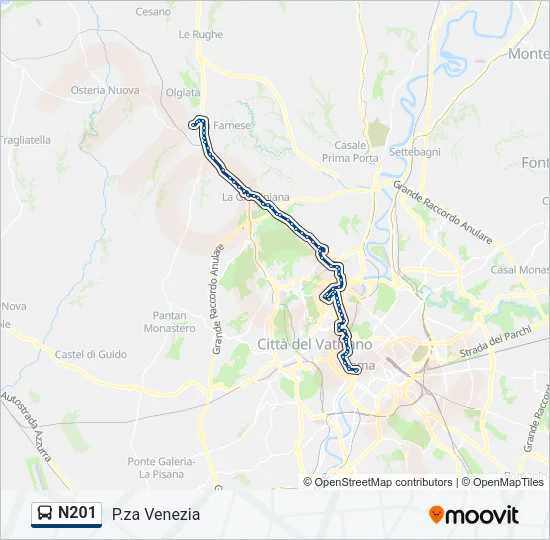 N201 Bus Line Map
