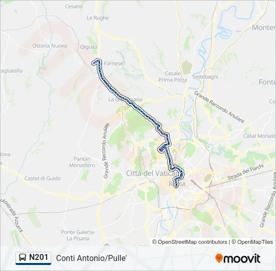 N201 Bus Line Map