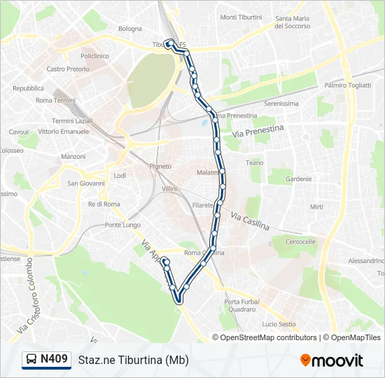 N409 Bus Line Map