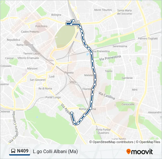 N409 Bus Line Map