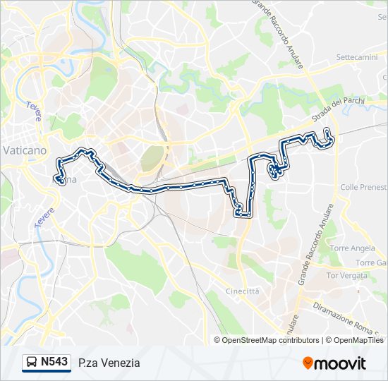 Percorso linea bus N543