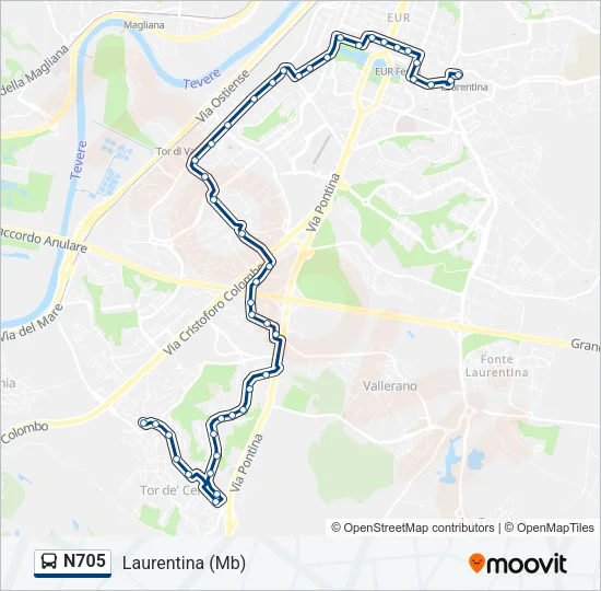 N705 Bus Line Map
