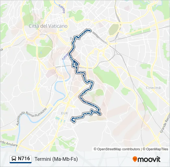 N716 Bus Line Map
