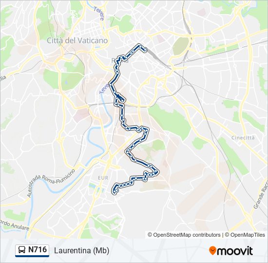 Percorso linea bus N716