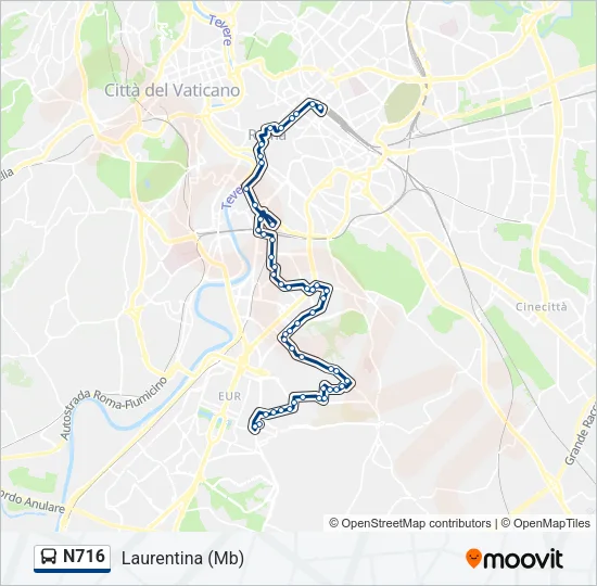 N716 Bus Line Map